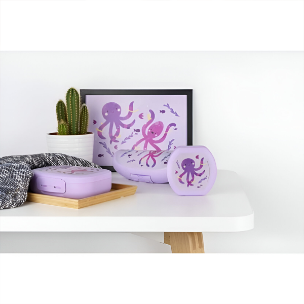 Amuse Snackbox Small Rond Paars Octopus