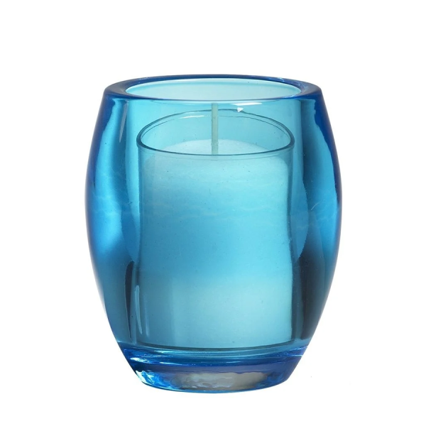 Bolsius Theelichthouder Glas Oval Aqua 77/72mm