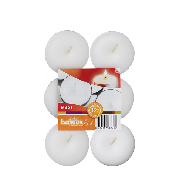 Bolsius Maxi Theelichten Lites 8 uur 12 stuks