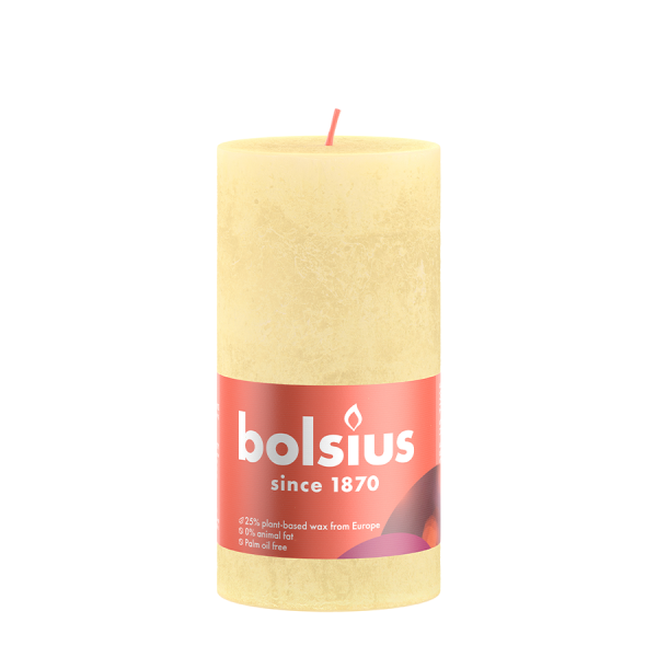 Bolsius Rustieke Stompkaars Botergeel 130/68mm