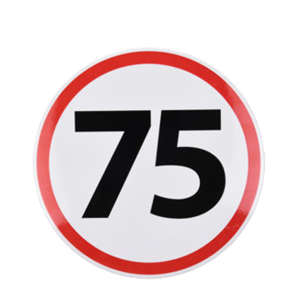 Button Verkeersbord 75 Jaar Ø15cm