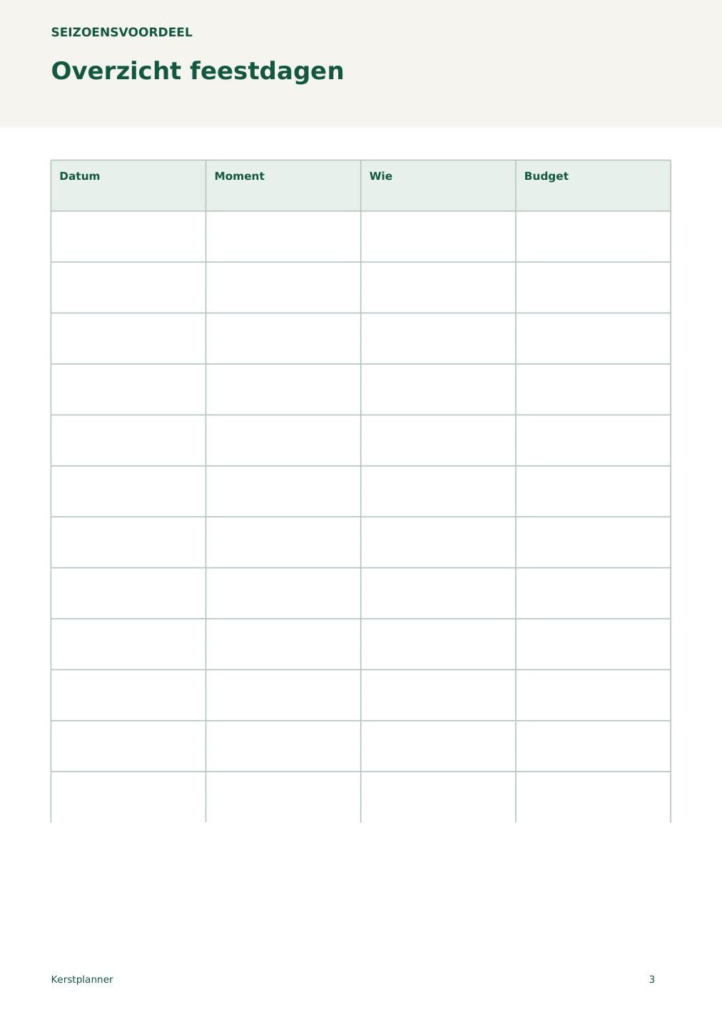Kerstplanner – printbare A4 PDF in het Nederlands – digitale download