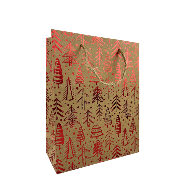 Cadeautas Small Kraft Kerstboom Rood 18x8x23cm