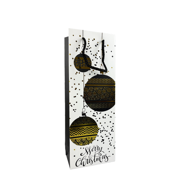 Cadeautas Wit Merry Christmas Kerstbal 12,8x8,4x36cm