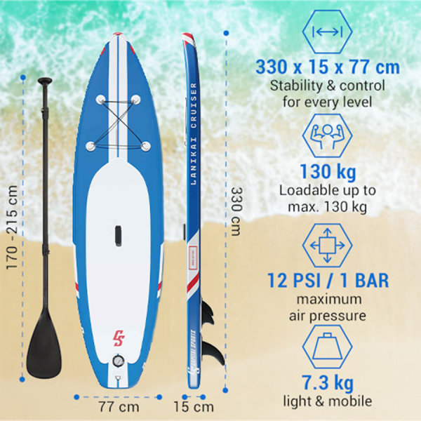 Capital Sports Sup Board Lanikai Cruiser 10'8" Blue Stripes