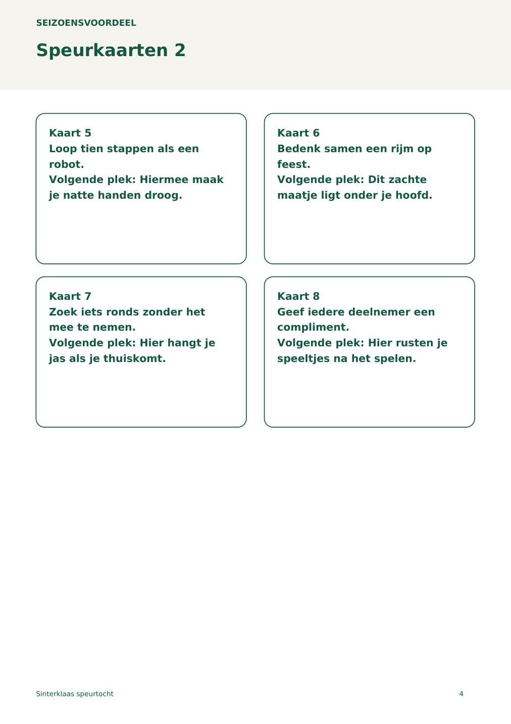 Sinterklaas speurtocht voor thuis – 8 opdrachtkaarten en diploma – printbare PDF, Nederlands