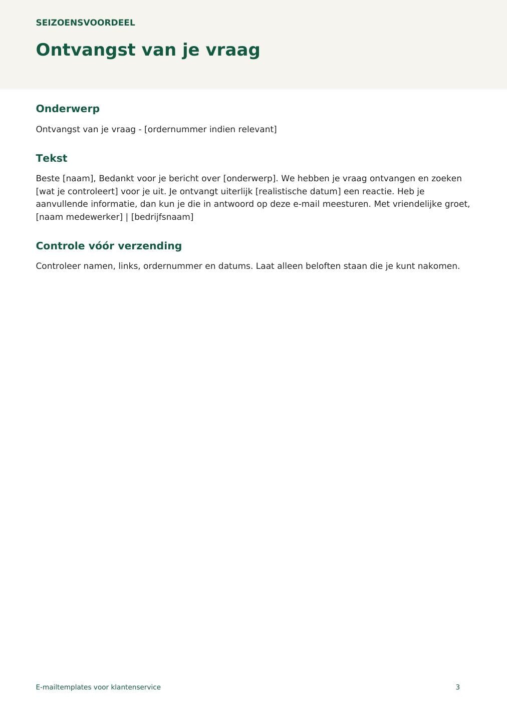 E-mailtemplates voor klantenservice – printbare A4 PDF in het Nederlands – digitale download