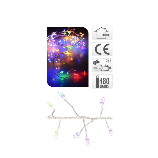 Clusterdraad LED Multicolor 480 Leds 480cm