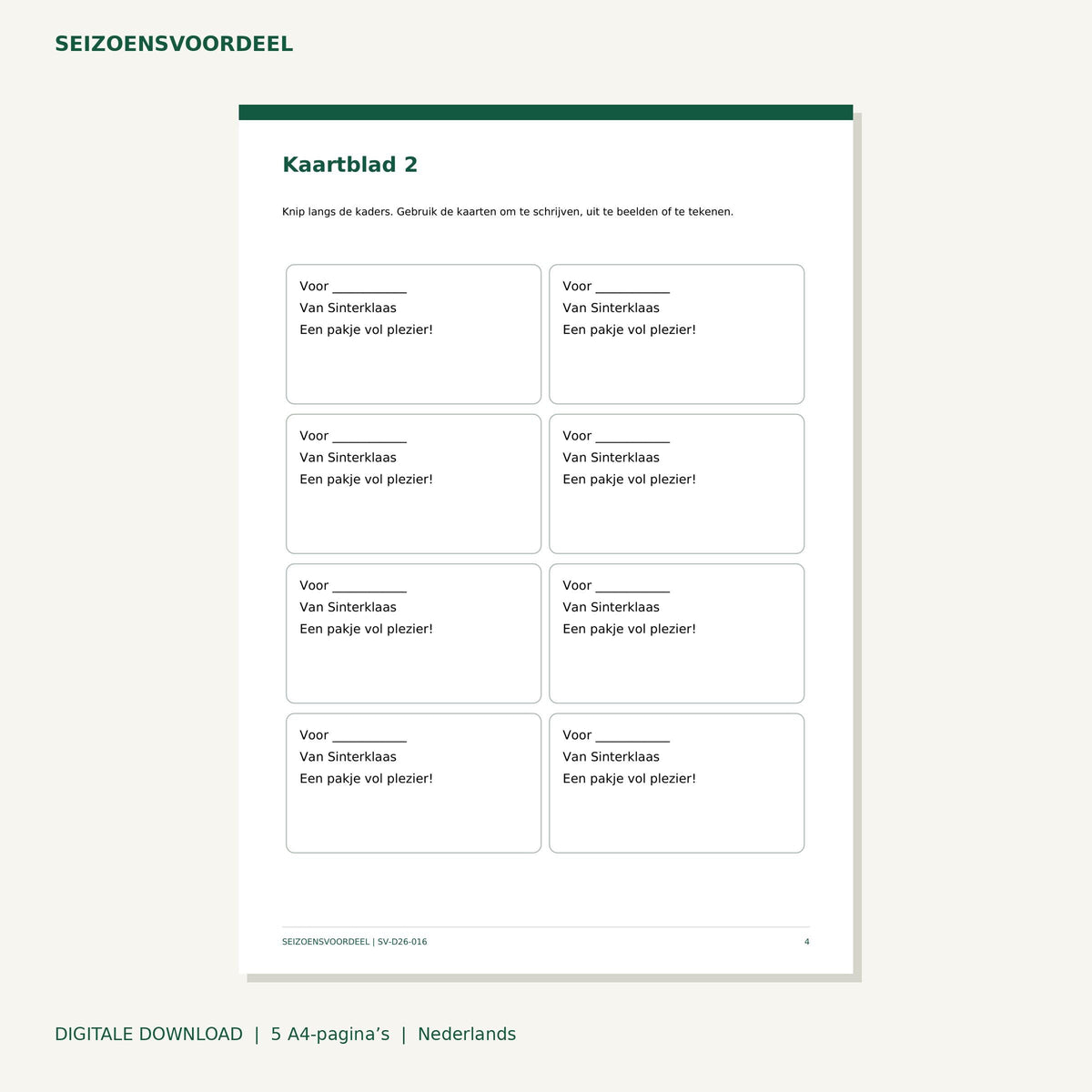 Sinterklaas cadeaulabels | Nederlandse A4 PDF | Digitale download