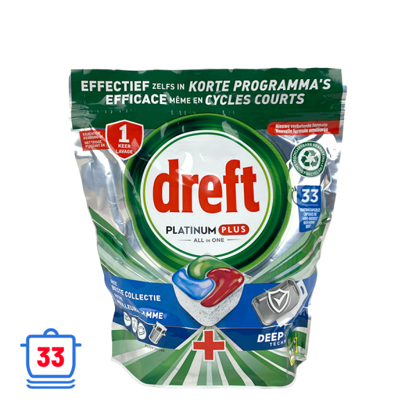 Dreft Vaatwastabletten Platinum Plus All In One Deep Clean 33 stuks