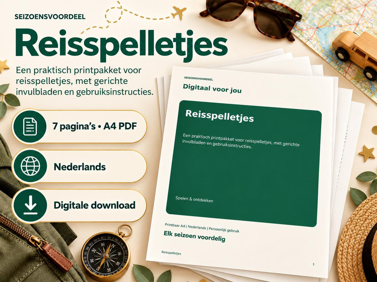 Reisspelletjes – printbare A4 PDF in het Nederlands – digitale download