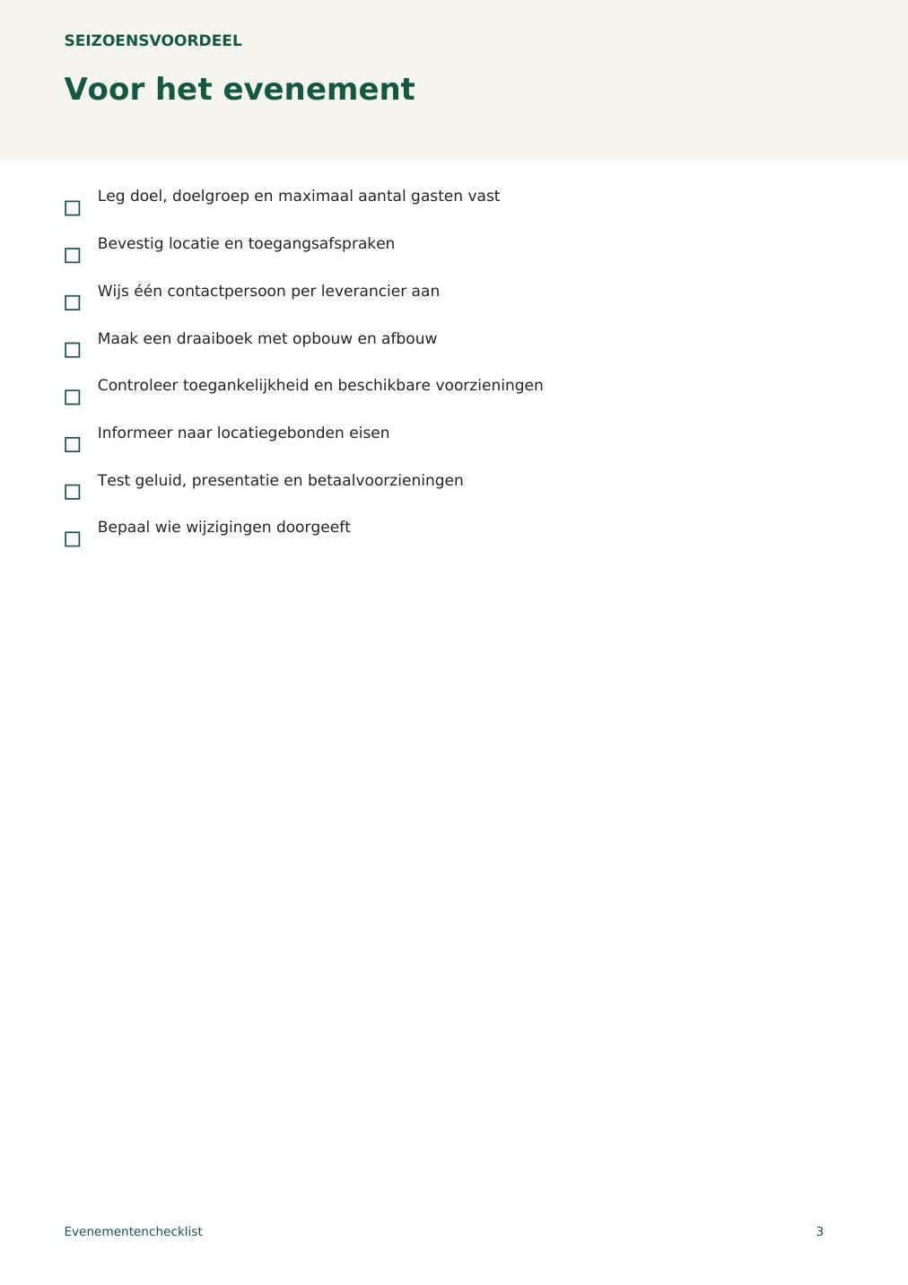 Evenementenchecklist – printbare A4 PDF in het Nederlands – digitale download