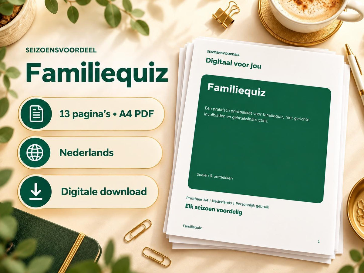 Familiequiz – printbare A4 PDF in het Nederlands – digitale download