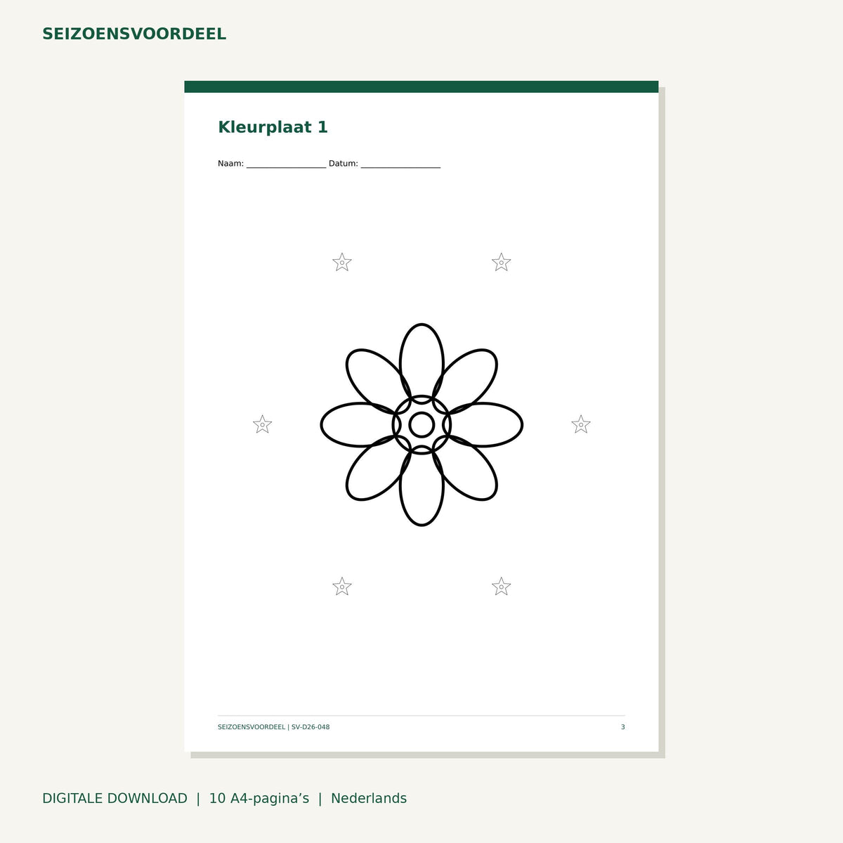 Sinterklaas kleurplaten - Pepernotenmandala | Nederlandse A4 PDF | Digitale download