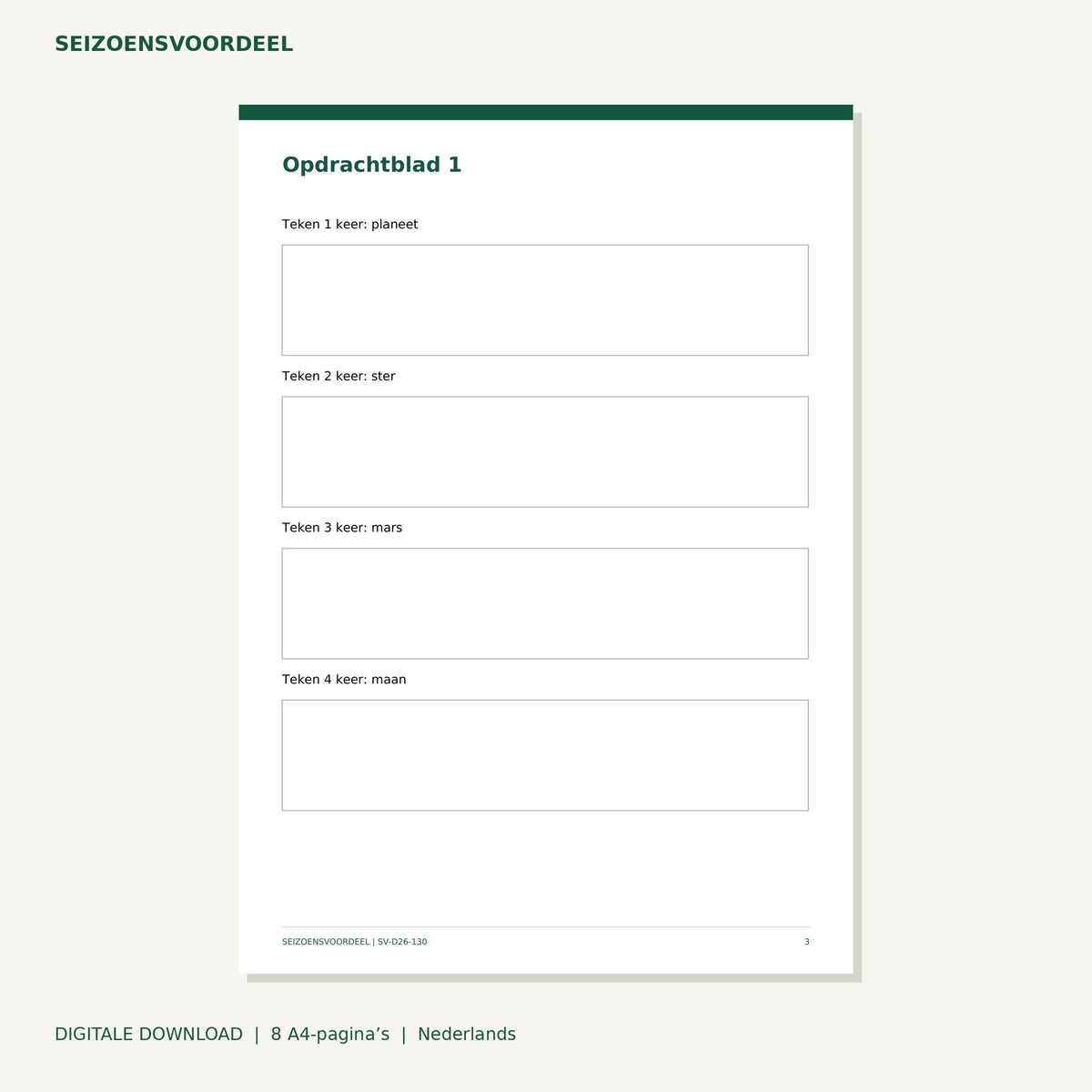 Ruimte tel-en-teken werkboek | Nederlandse A4 PDF | Digitale download