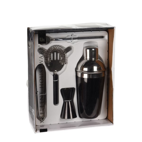 Excellent Houseware Cocktailshakerset Zwart 5-delig