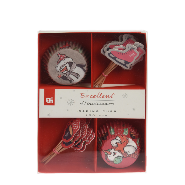 Excellent Houseware Cupcake Set Sneeuwman 48-delig
