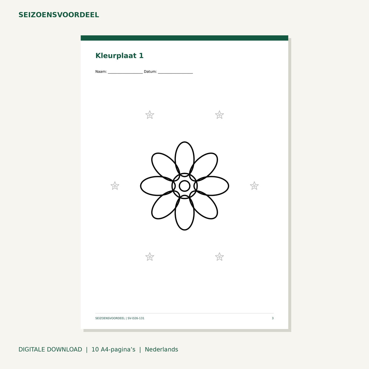 Bloemenmandala kleurboek | Nederlandse A4 PDF | Digitale download