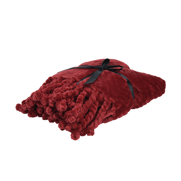 H&S Plaid Tassels Rood 130x160cm