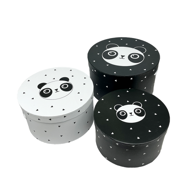 J-Line Opbergdozen Panda Ø32x18cm 3-delig
