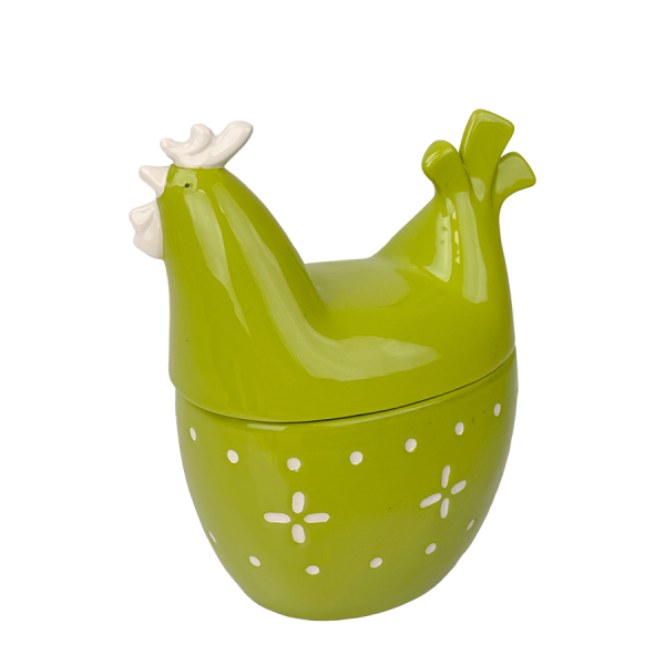 J-line Voorraadpot Keramisch Kip Groen 16x11x19cm