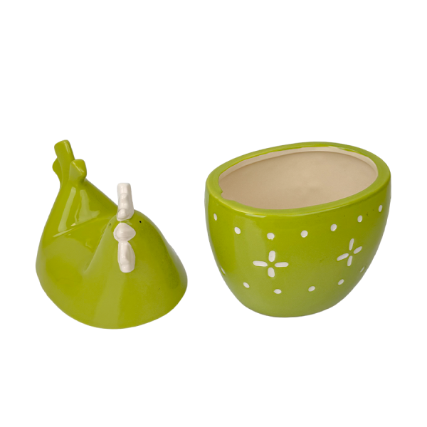 J-line Voorraadpot Keramisch Kip Groen 16x11x19cm