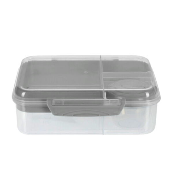 Lunchbox Met Dressing Beker En 2 Trays Cool Grey