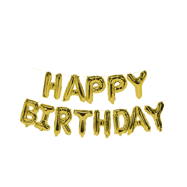 Slinger Ballon Folie Happy Birthday Goud 40cm