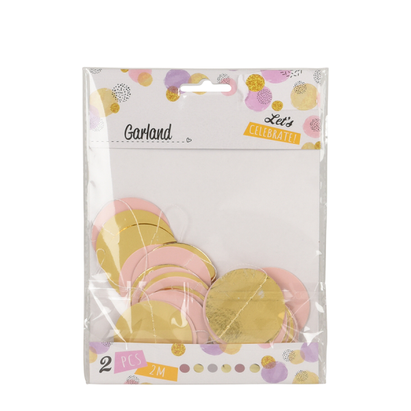 Slinger Confetti Roze/Wit/Goud 200cm 2 stuks