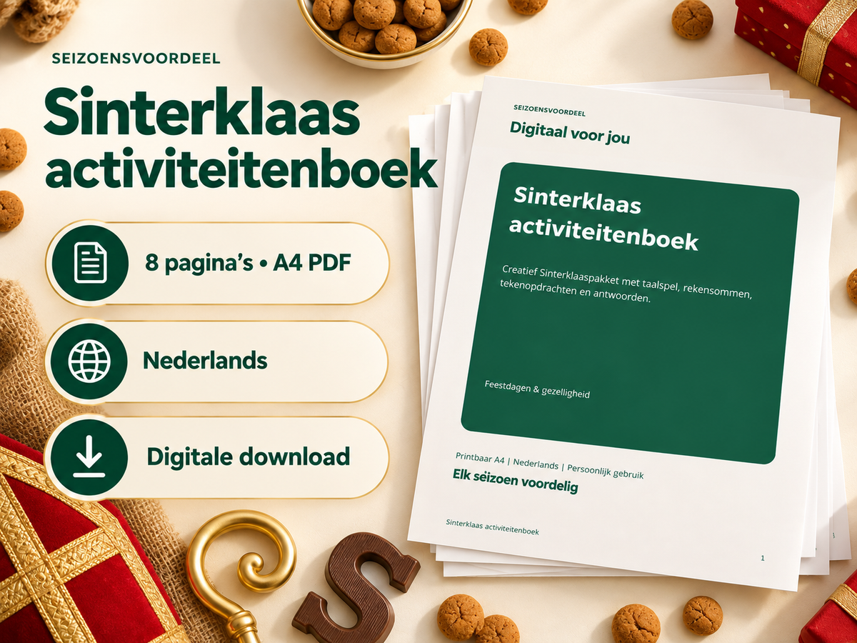 Sinterklaas activiteitenboek – printbare A4 PDF, digitale download