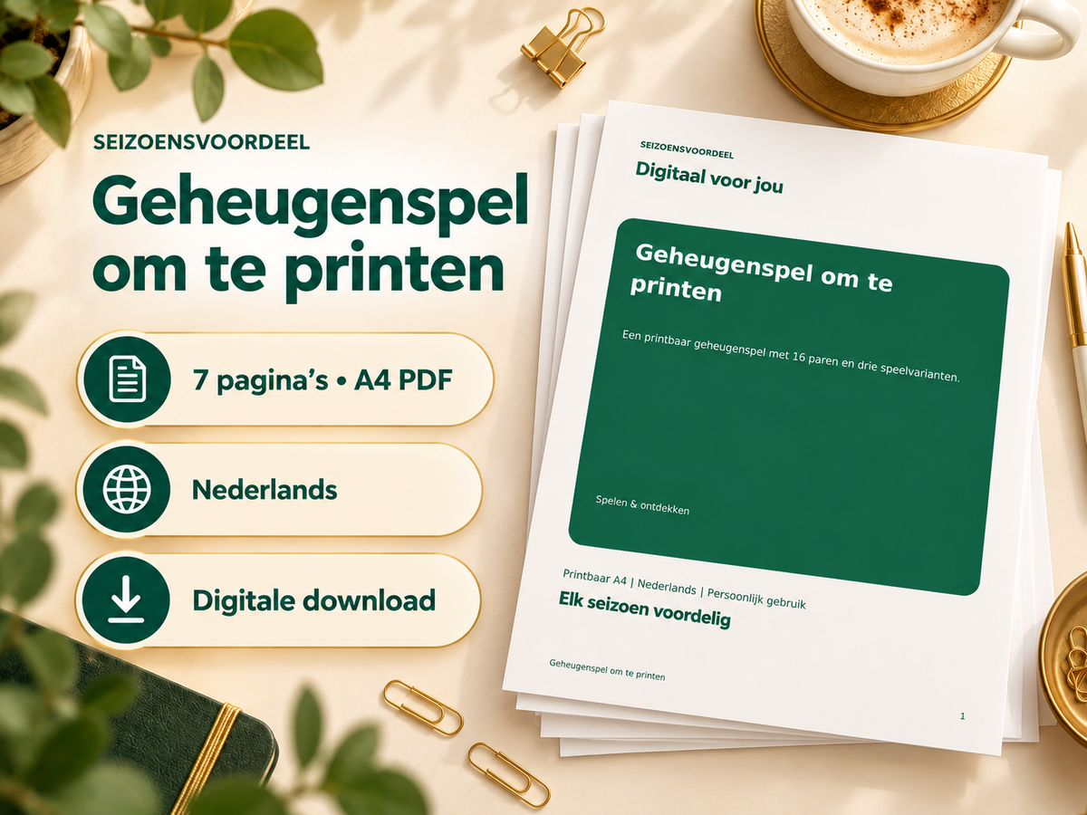 Geheugenspel om te printen – printbare A4 PDF, digitale download
