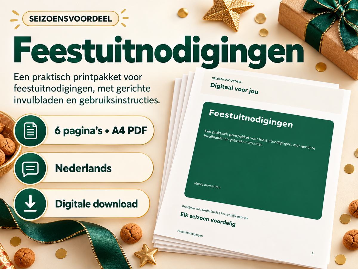 Feestuitnodigingen – printbare A4 PDF, digitale download