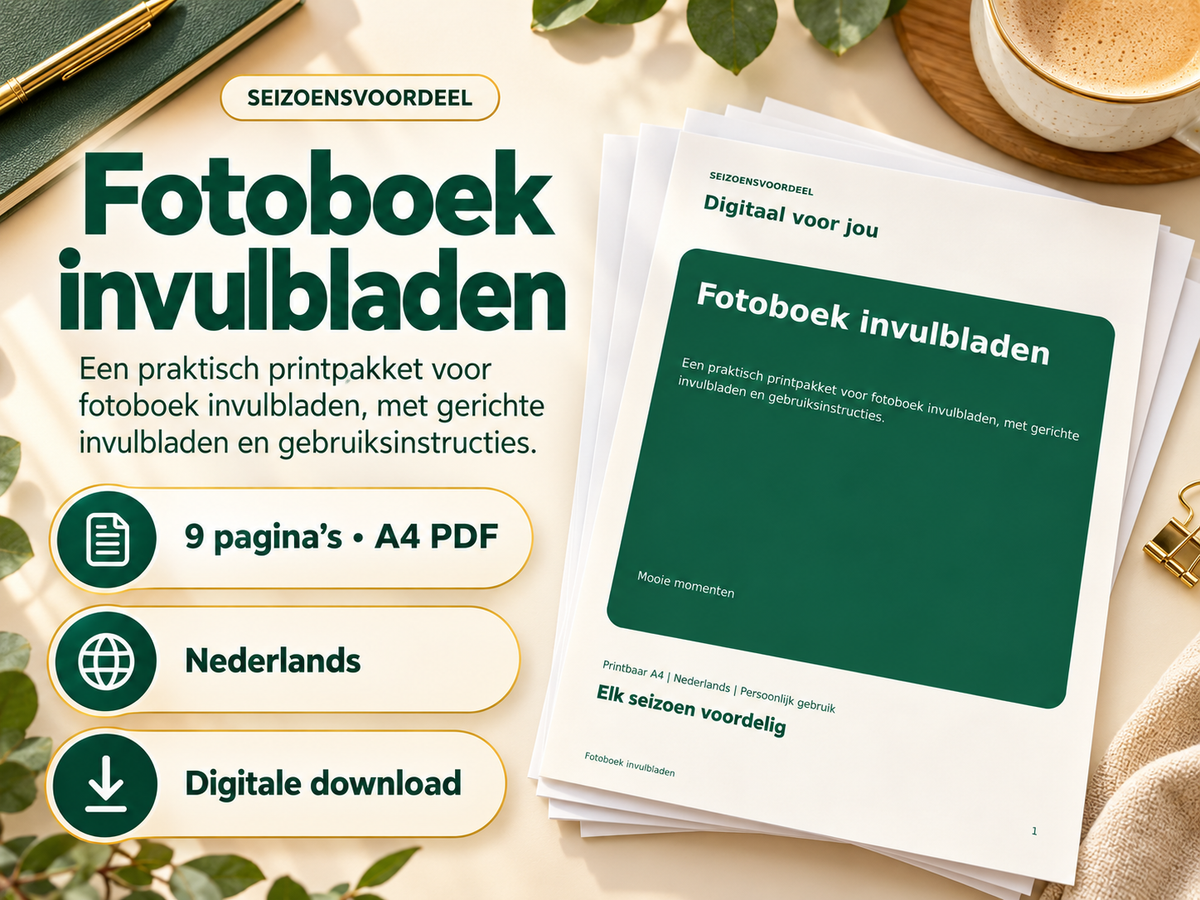 Fotoboek invulbladen – printbare A4 PDF, digitale download