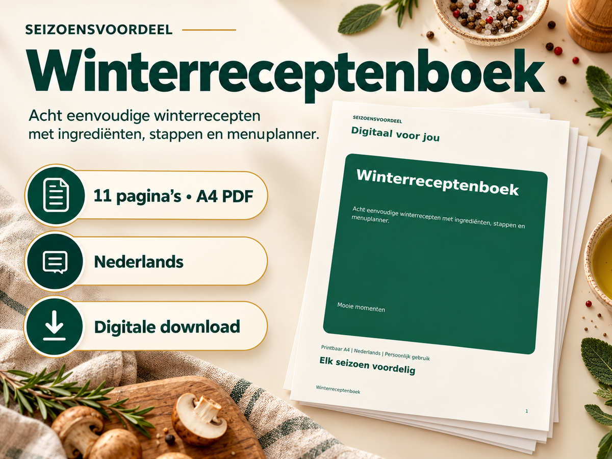 Winterreceptenboek – printbare A4 PDF, digitale download