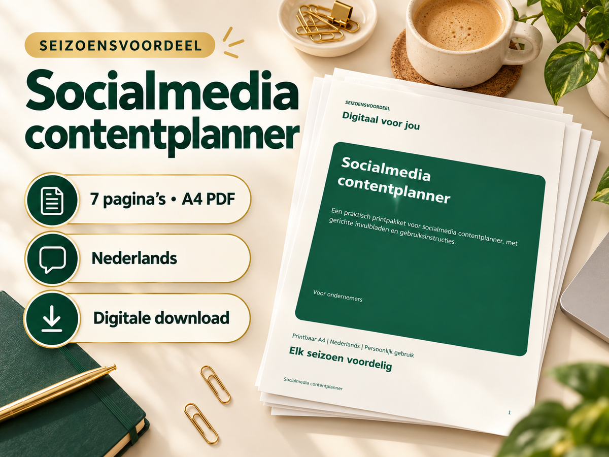 Socialmedia contentplanner – printbare A4 PDF, digitale download