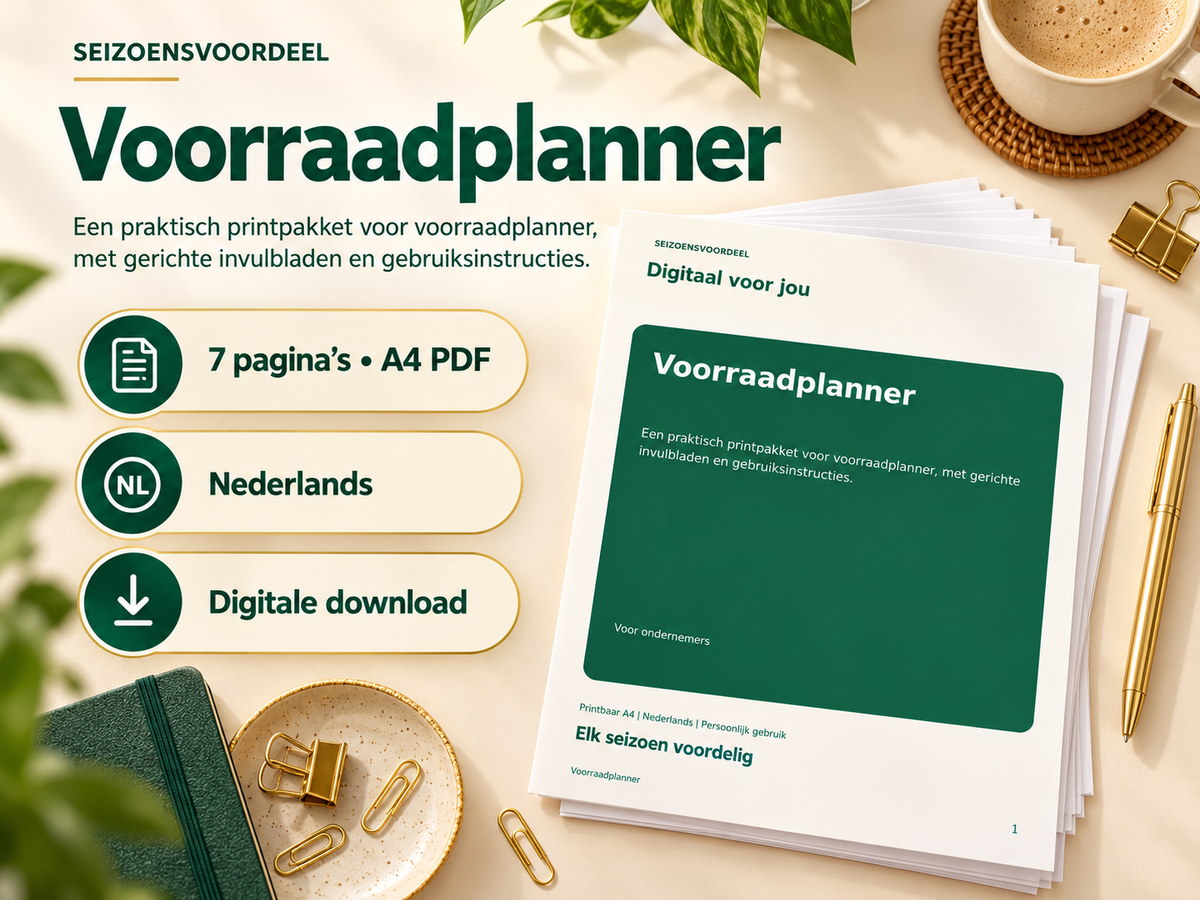 Voorraadplanner – printbare A4 PDF, digitale download
