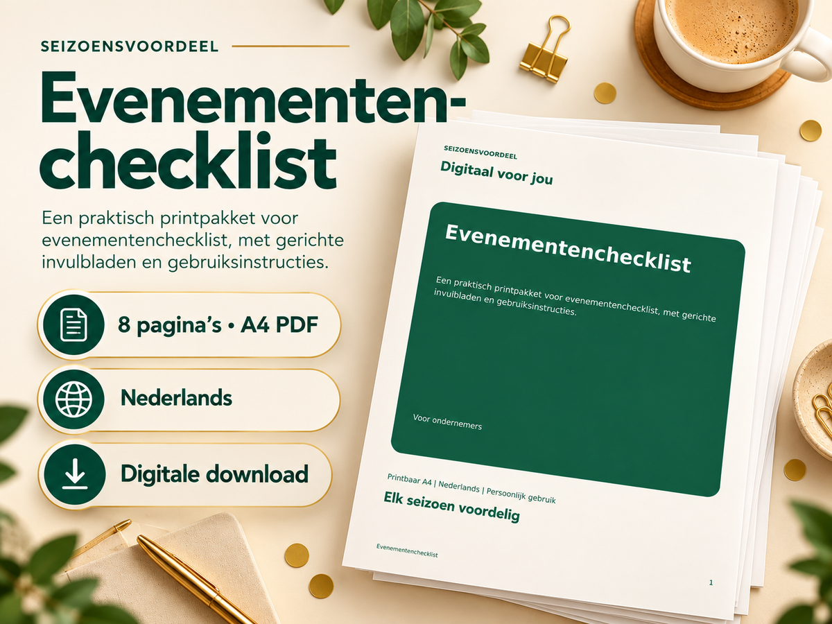 Evenementenchecklist – printbare A4 PDF, digitale download