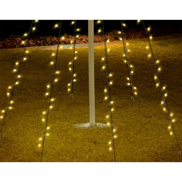 Vlaggenmast Verlichting Warm Wit 120 Leds 120cm