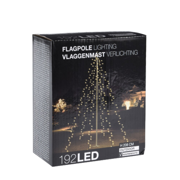 Vlaggenmast Verlichting Warm Wit 192 Leds 190cm
