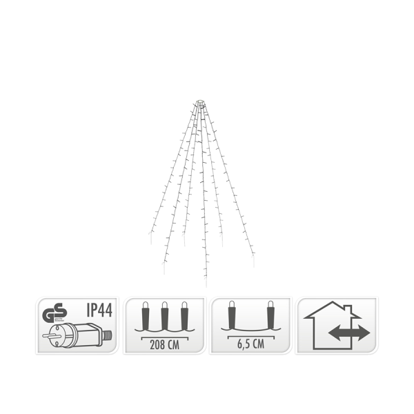 Vlaggenmast Verlichting Warm Wit 192 Leds 190cm