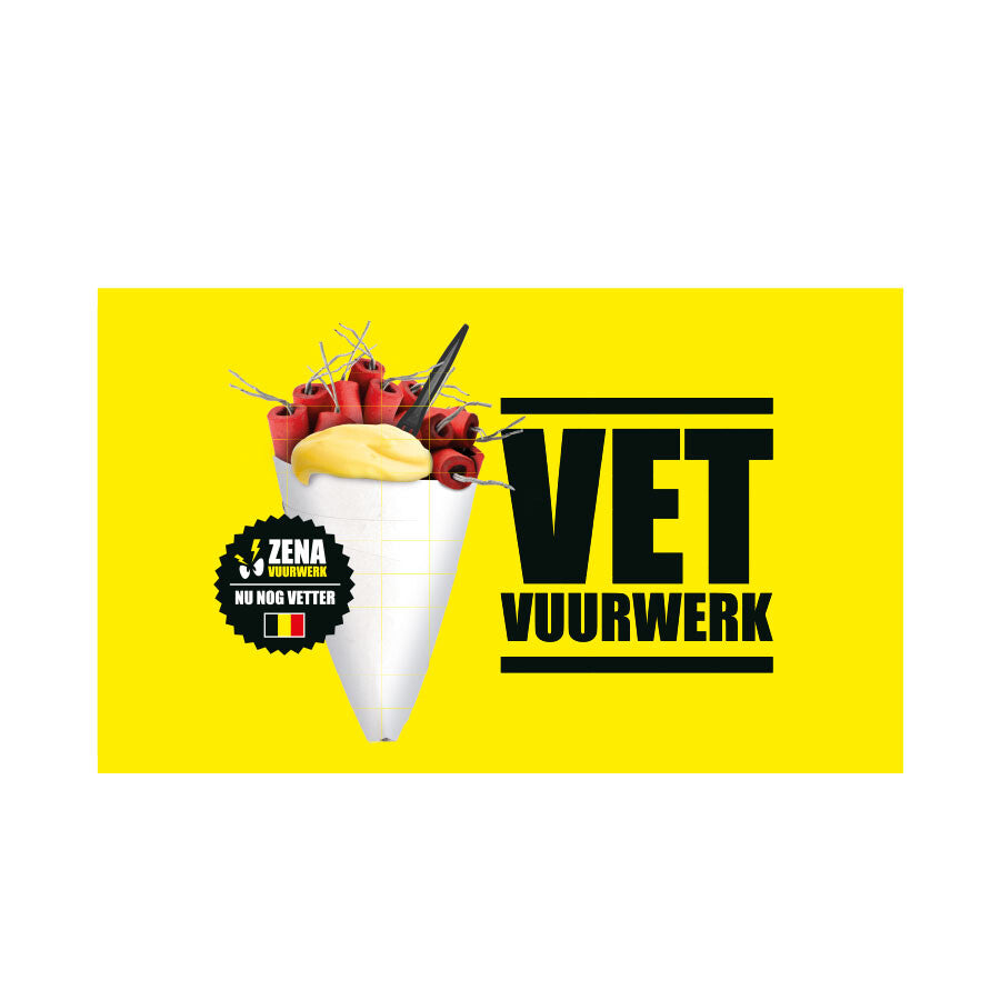 Zena Flag Geel Vet Vuurwerk 150x90cm